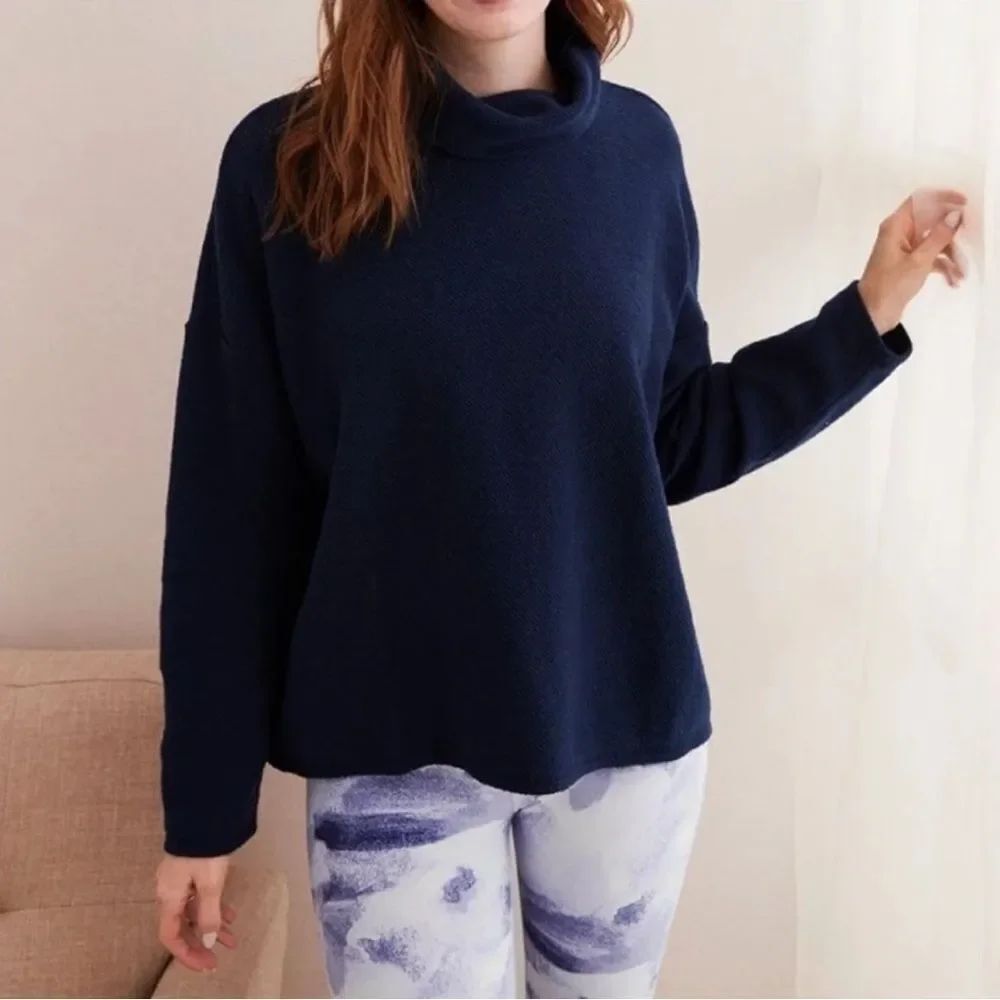 AERIE | Navy Blue Turtleneck Textured Knit Sweater Women’s Size X-Small